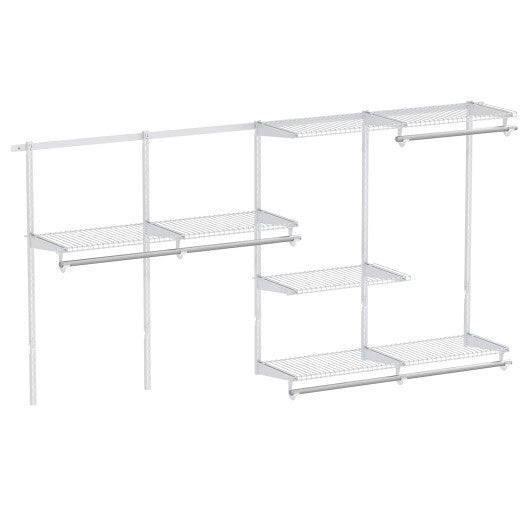Closet System 4-8 FT Wall-Mounted Closet Shelves and Rod-Gray LuxuryLifeWay Online Store