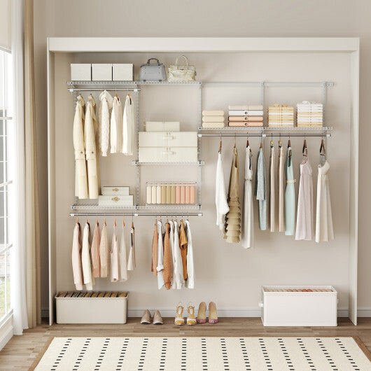 Closet System 4-8 FT Wall-Mounted Closet Shelves and Rod-Gray LuxuryLifeWay Online Store