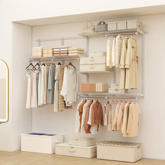 Closet System 4-8 FT Wall-Mounted Closet Shelves and Rod-Gray LuxuryLifeWay Online Store