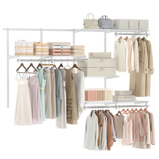 Closet System 4-8 FT Wall-Mounted Closet Shelves and Rod-Gray LuxuryLifeWay Online Store