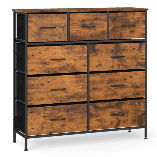 9-Drawer Fabric Dresser with Wooden Top for Bedroom-Rustic Brown LuxuryLifeWay Online Store