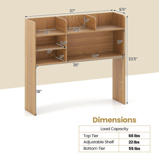 Desktop Bookshelf Countertop Storage Hutch with 6 Shelves-Rustic Brown LuxuryLifeWay Online Store