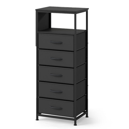 Nightstand with Integrated Charging Station 39 Inches Modern Bedside Table-Black LuxuryLifeWay Online Store