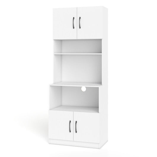 66 Inch Kitchen Pantry Cabinet with Charging Station and Adjustable Shelves for Dining Room-White LuxuryLifeWay Online Store