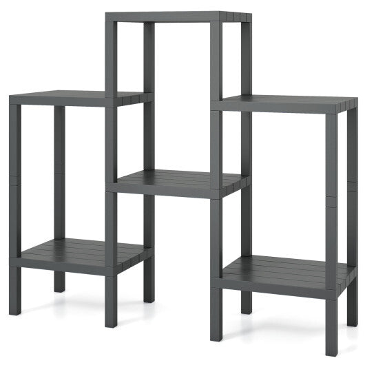 6-Tier Plastic Modular Storage Shelves for Living Room and Kitchen-Black LuxuryLifeWay Online Store