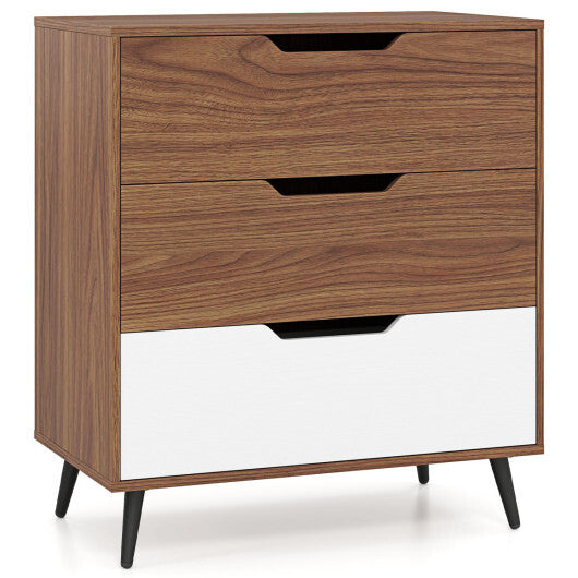 3-Drawer Rustic Farmhouse Wooden Storage Dresser-Walnut LuxuryLifeWay Online Store