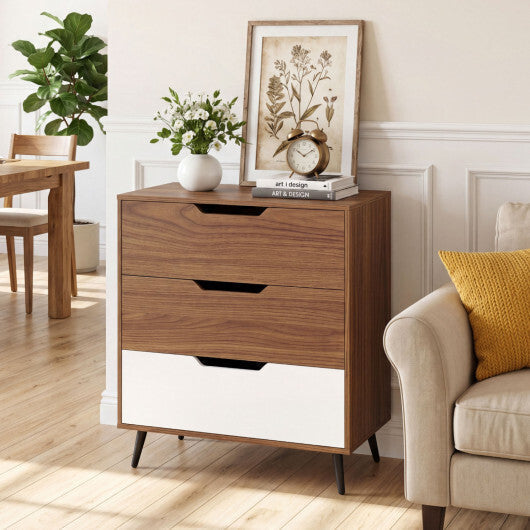 3-Drawer Rustic Farmhouse Wooden Storage Dresser-Walnut LuxuryLifeWay Online Store