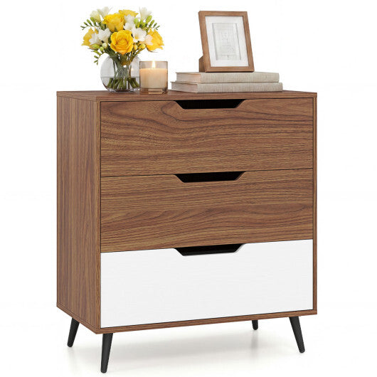 3-Drawer Rustic Farmhouse Wooden Storage Dresser-Walnut LuxuryLifeWay Online Store