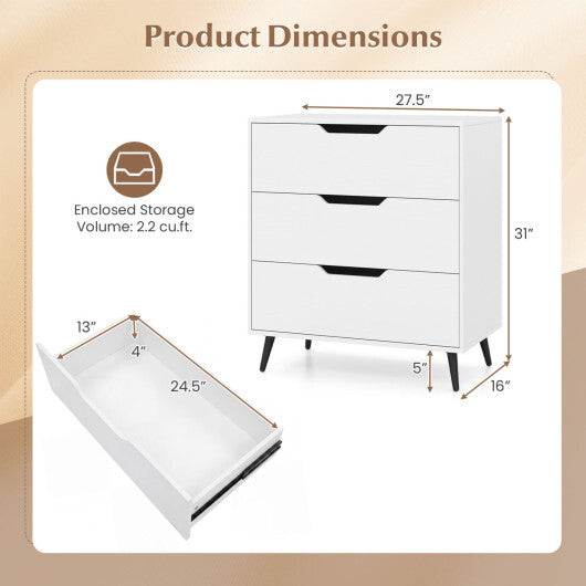 3-Drawer Rustic Farmhouse Wooden Storage Dresser-Walnut LuxuryLifeWay Online Store
