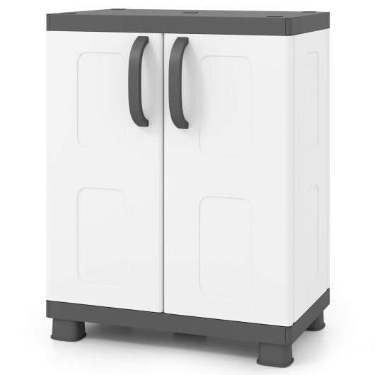 Freestanding Buffet Cabinet Sideboard with 2 Doors and Adjustable Shelves for Kitchen and Garage-Beige