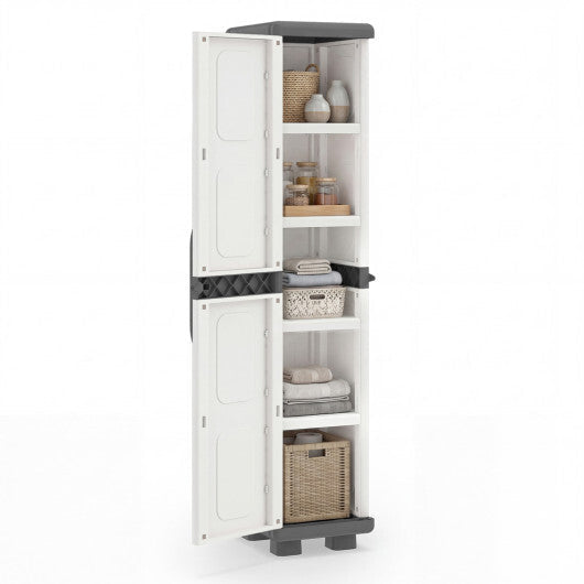 Plastic Kitchen Pantry with 4 Adjustable Shelves and Single Door for Living Room and Kitchen-Gray LuxuryLifeWay Online Store