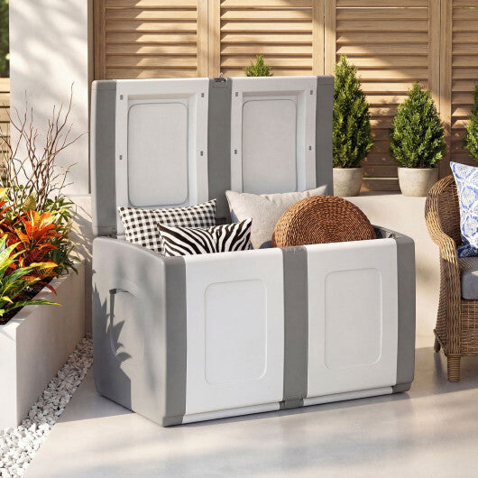 53 Gallon Patio Container with Lockable Lid  for Packages and Garden-Gray LuxuryLifeWay Online Store