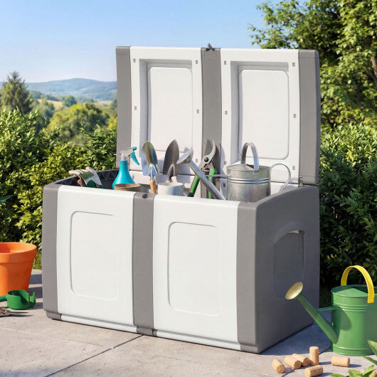 53 Gallon Patio Container with Lockable Lid  for Packages and Garden-Gray LuxuryLifeWay Online Store