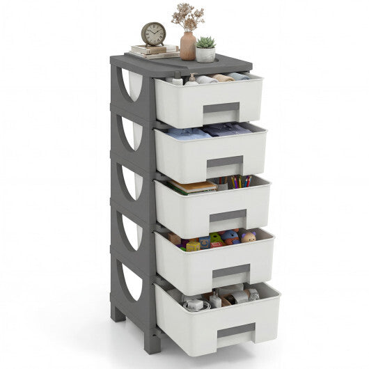 Plastic Storage Organizer with Handles and Compact Drawer Cabinet Side Table for Bedroom-Gray LuxuryLifeWay Online Store