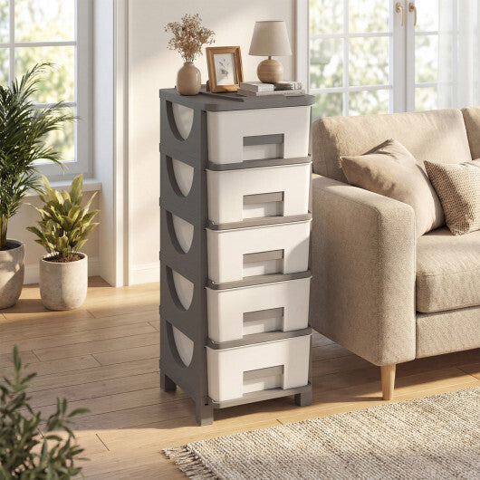 Plastic Storage Organizer with Handles and Compact Drawer Cabinet Side Table for Bedroom-Gray LuxuryLifeWay Online Store