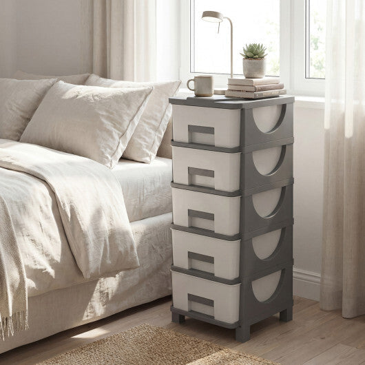 Plastic Storage Organizer with Handles and Compact Drawer Cabinet Side Table for Bedroom-Gray LuxuryLifeWay Online Store