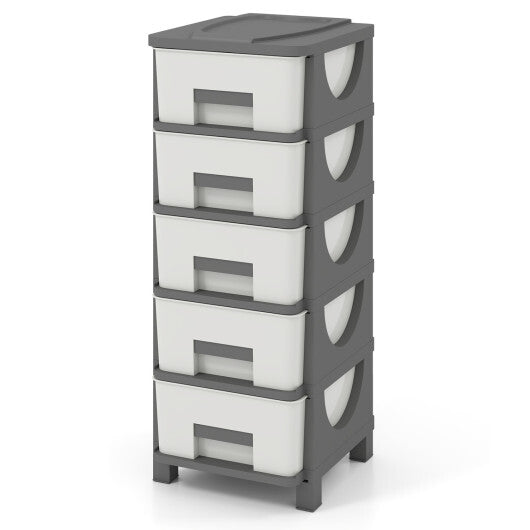 Plastic Storage Organizer with Handles and Compact Drawer Cabinet Side Table for Bedroom-Gray LuxuryLifeWay Online Store