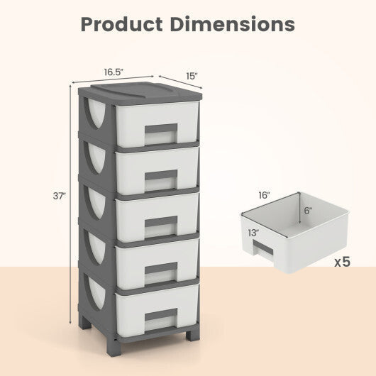 Plastic Storage Organizer with Handles and Compact Drawer Cabinet Side Table for Bedroom-Gray LuxuryLifeWay Online Store