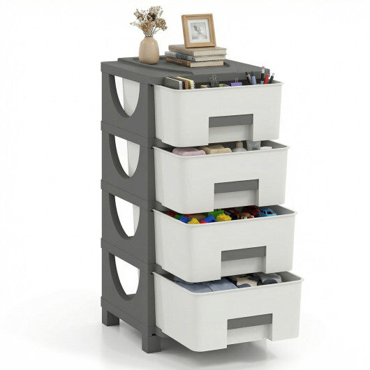 Plastic Storage Organizer with Compact Drawer Cabinet Side Table for Bedroom-Gray LuxuryLifeWay Online Store
