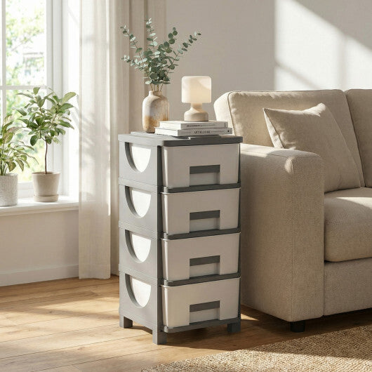 Plastic Storage Organizer with Compact Drawer Cabinet Side Table for Bedroom-Gray LuxuryLifeWay Online Store