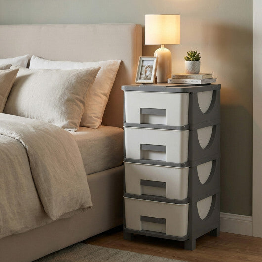 Plastic Storage Organizer with Compact Drawer Cabinet Side Table for Bedroom-Gray LuxuryLifeWay Online Store