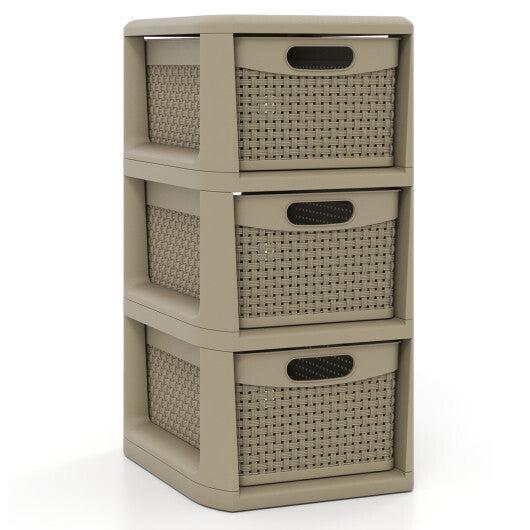 3-Drawer Storage Organizer with Wicker Patterns-Black LuxuryLifeWay Online Store