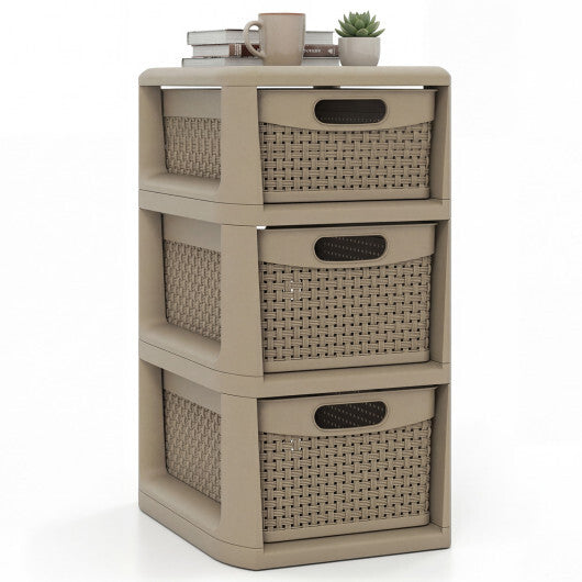 3-Drawer Storage Organizer with Wicker Patterns-Black LuxuryLifeWay Online Store