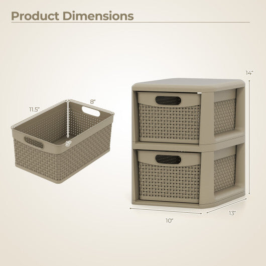 3-Drawer Storage Organizer with Wicker Patterns-Black LuxuryLifeWay Online Store