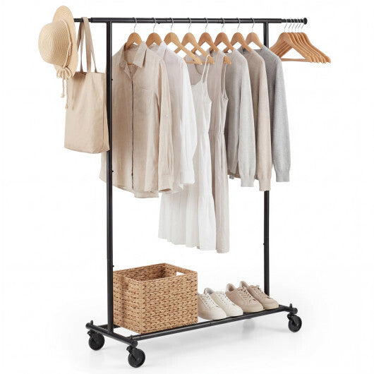 Mobile Garment Rack with Extendable Rods Heavy-Duty Metal Clothes Stand on Wheels LuxuryLifeWay Online Store