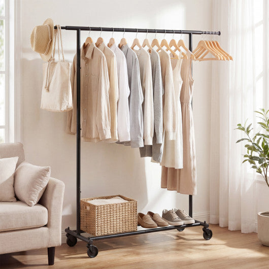 Mobile Garment Rack with Extendable Rods Heavy-Duty Metal Clothes Stand on Wheels LuxuryLifeWay Online Store