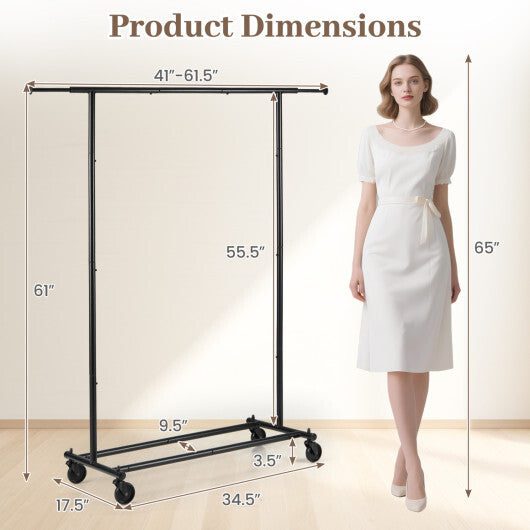 Mobile Garment Rack with Extendable Rods Heavy-Duty Metal Clothes Stand on Wheels LuxuryLifeWay Online Store