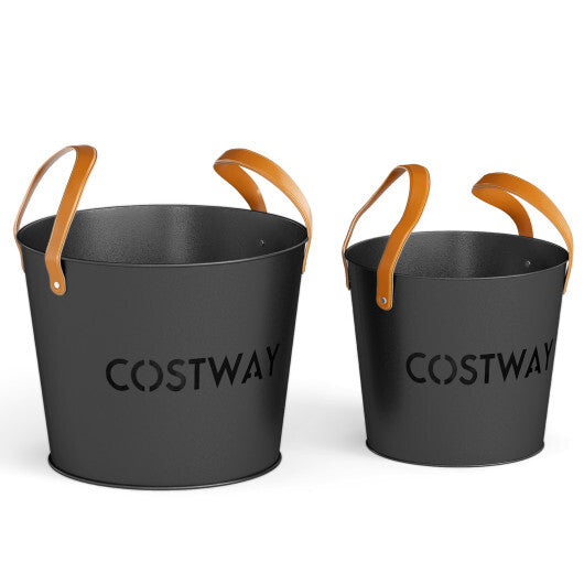 Ash Bucket Set of 2 Metal Coal Ash Can Set with 11.5 Gal and 8.5 Gal Bucket for Fireplace Fire Pits LuxuryLifeWay Online Store