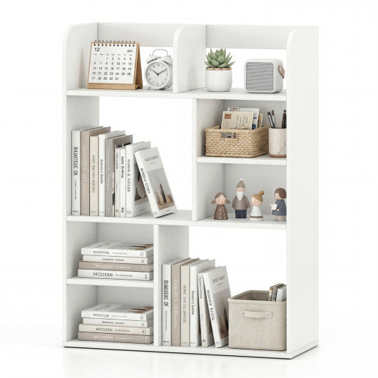 Desktop Display Rack with 8 Open Cubes for Home Office-White LuxuryLifeWay Online Store