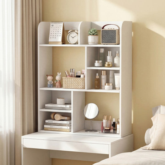 Desktop Display Rack with 8 Open Cubes for Home Office-White LuxuryLifeWay Online Store