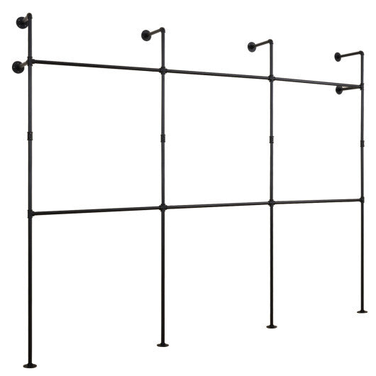 Wall Mounted Pipe Clothing Rack with 6 Hanging Rods-Black LuxuryLifeWay Online Store