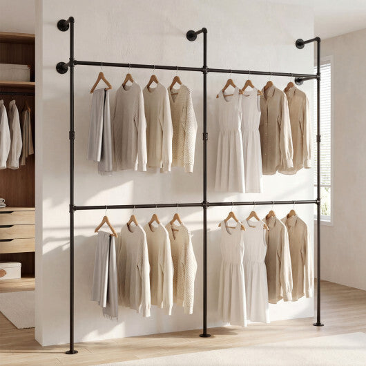 Wall Mounted Pipe Clothing Rack with 4 Hanging Rods-Black LuxuryLifeWay Online Store