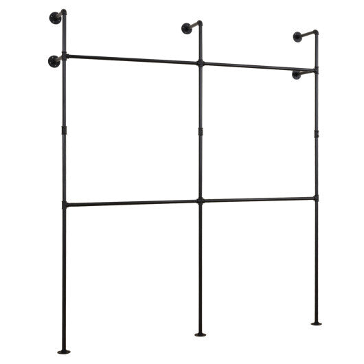 Wall Mounted Pipe Clothing Rack with 4 Hanging Rods-Black LuxuryLifeWay Online Store