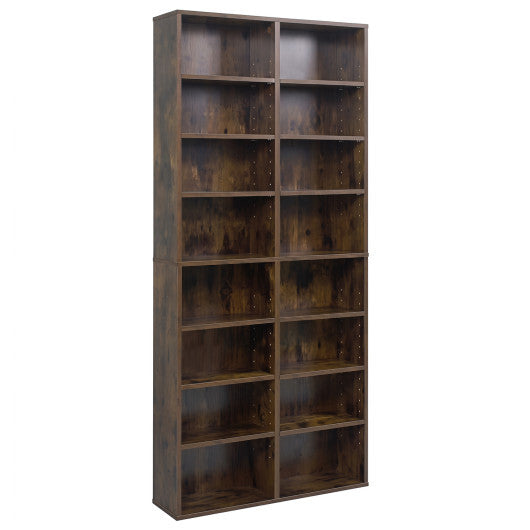 16 Compartment CD Storage Unit 54" Freestanding Open Display Shelf with 12 Removable Shelves-White LuxuryLifeWay Online Store