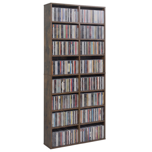 16 Compartment CD Storage Unit 54" Freestanding Open Display Shelf with 12 Removable Shelves-White LuxuryLifeWay Online Store