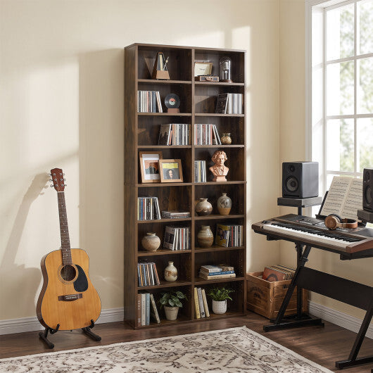 16 Compartment CD Storage Unit 54" Freestanding Open Display Shelf with 12 Removable Shelves-White LuxuryLifeWay Online Store