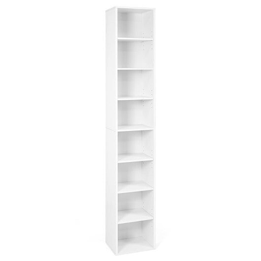 8-Tier Narrow Bookshelf with 4 Adjustable Shelves and Storage Cubes-Black LuxuryLifeWay Online Store