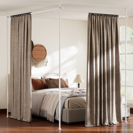 Room Divider Curtain Rod with Adjustable Floor to Ceiling Tension Rod (Curtains Not Included)-White LuxuryLifeWay Online Store