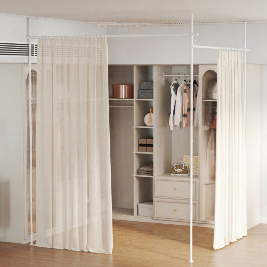 Room Divider Curtain Rod with Adjustable Floor to Ceiling Tension Rod (Curtains Not Included)-White LuxuryLifeWay Online Store