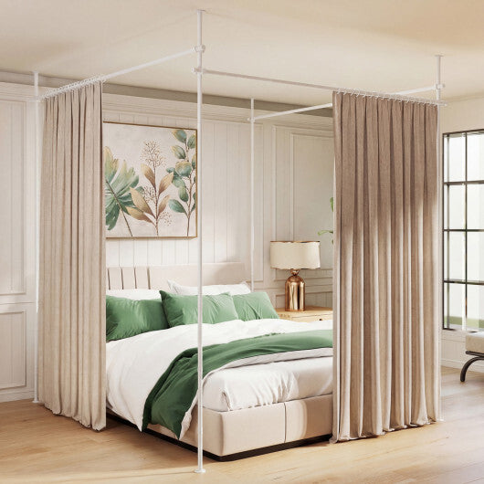 Room Divider Curtain Rod with Adjustable Floor to Ceiling Tension Rod (Curtains Not Included)-White LuxuryLifeWay Online Store