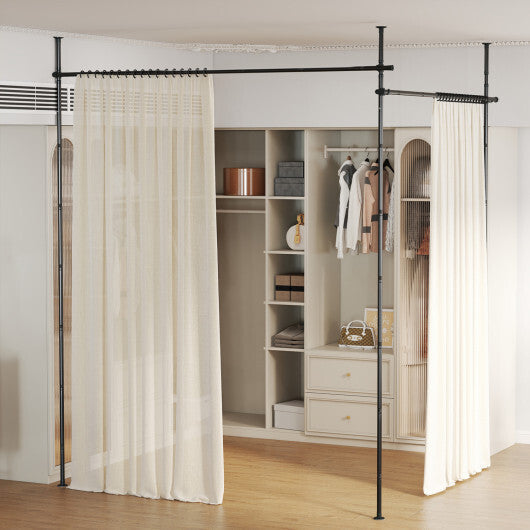 Room Divider Curtain Rod with Adjustable Floor to Ceiling Tension Rod (Curtains Not Included)-White LuxuryLifeWay Online Store