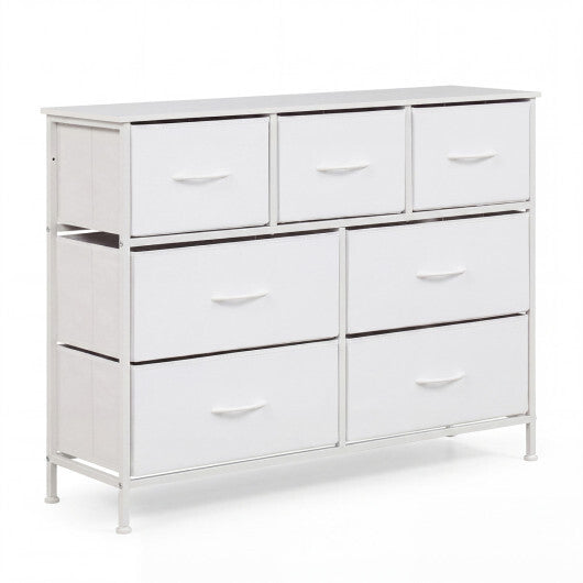 7-Drawer Wide Dresser with 2-Sized Folding Fabric Drawers for Bedroom-Black LuxuryLifeWay Online Store