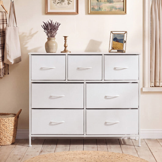 7-Drawer Wide Dresser with 2-Sized Folding Fabric Drawers for Bedroom-Black LuxuryLifeWay Online Store