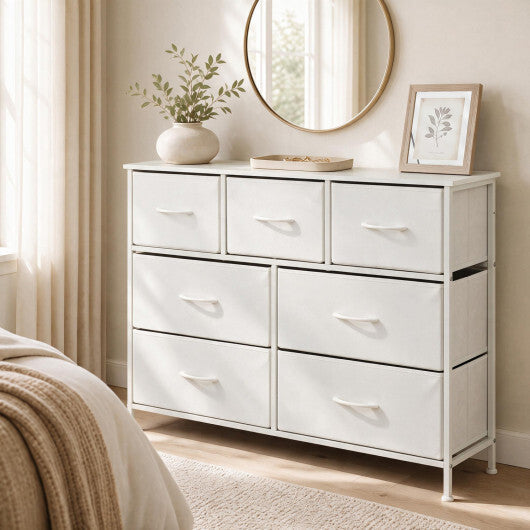 7-Drawer Wide Dresser with 2-Sized Folding Fabric Drawers for Bedroom-Black LuxuryLifeWay Online Store