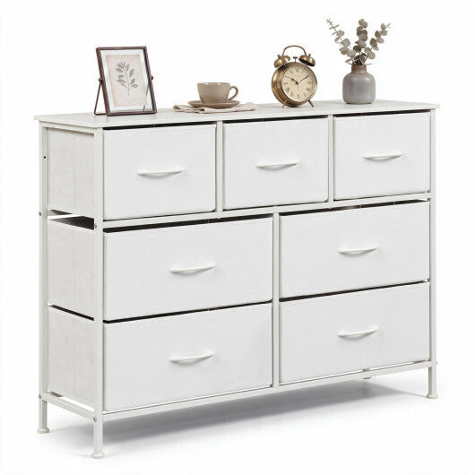 7-Drawer Wide Dresser with 2-Sized Folding Fabric Drawers for Bedroom-Black LuxuryLifeWay Online Store