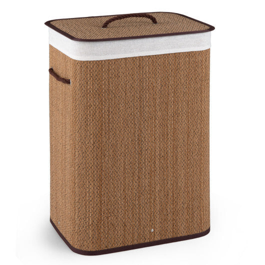 19 Gal Capacity Bamboo Clothes Hamper with Removable Liner and Portable Handles-Brown LuxuryLifeWay Online Store